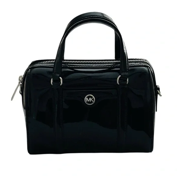 Michael Kors Jet Set small black patent duffel crossbody bag $328 NWT - Picture 4 of 11